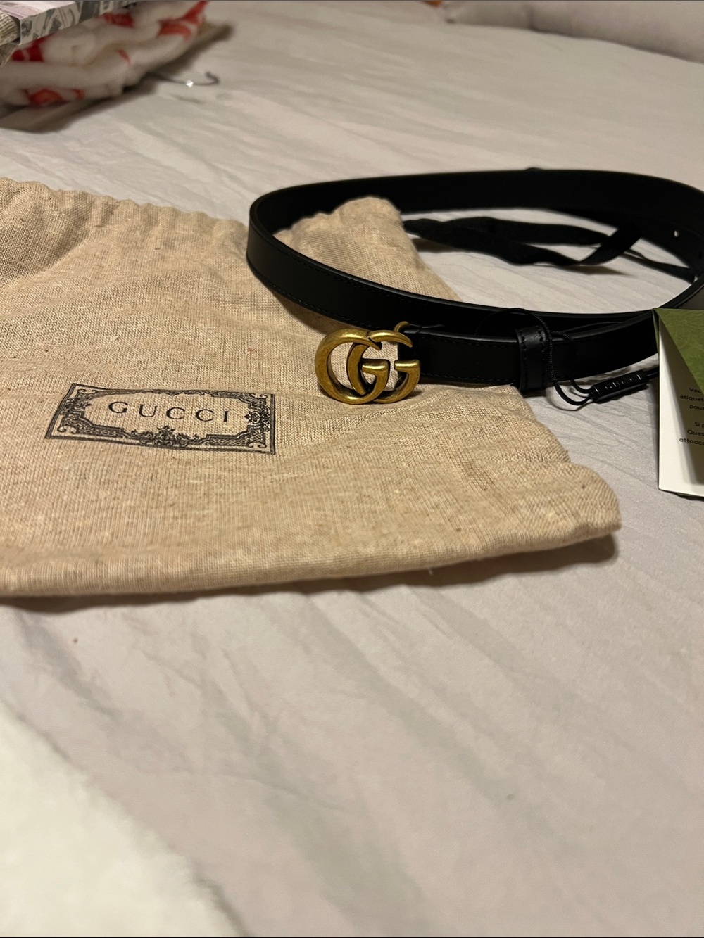 Gucci Black Leather Belt with Gold Double G Buckle size 80 (4-6) women’s